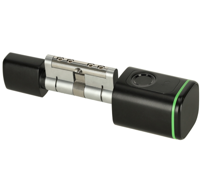 A879 Juoda išmanioji durų spyna su pirštų atspaudu ir Bluetooth, cilindras 60-90 mm