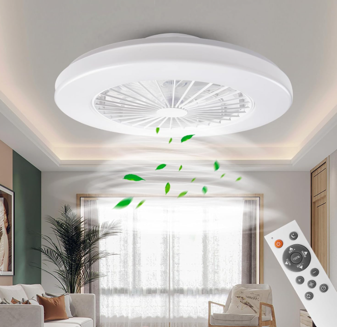 A890 Lubinis LED šviestuvas su ventiliatoriumi, 48 cm skersmens, baltas