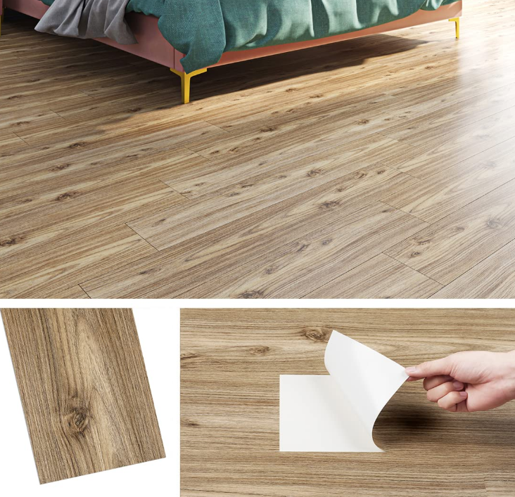 A935 Lipnios PVC grindų plytelės medžio efektas, 90x15 cm, 32 vnt.