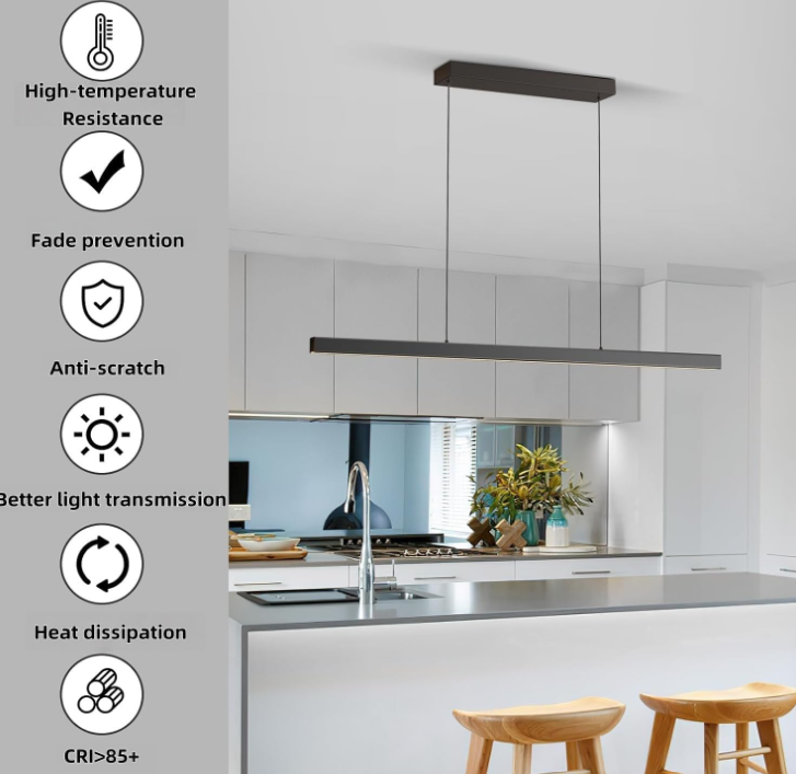 A936 Linijinis LED pakabinamas šviestuvas, 100 cm, juodas, reguliuojama spalvos temperatūra
