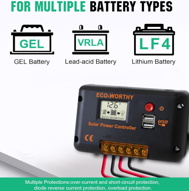 A947 ECO-WORTHY 120 W monokristalinė saulės baterija, 12 V