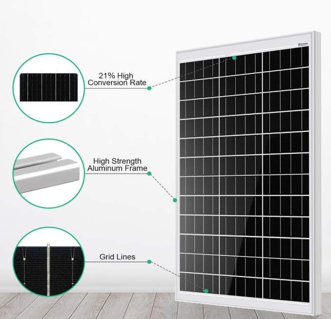 A947 ECO-WORTHY 120 W monokristalinė saulės baterija, 12 V