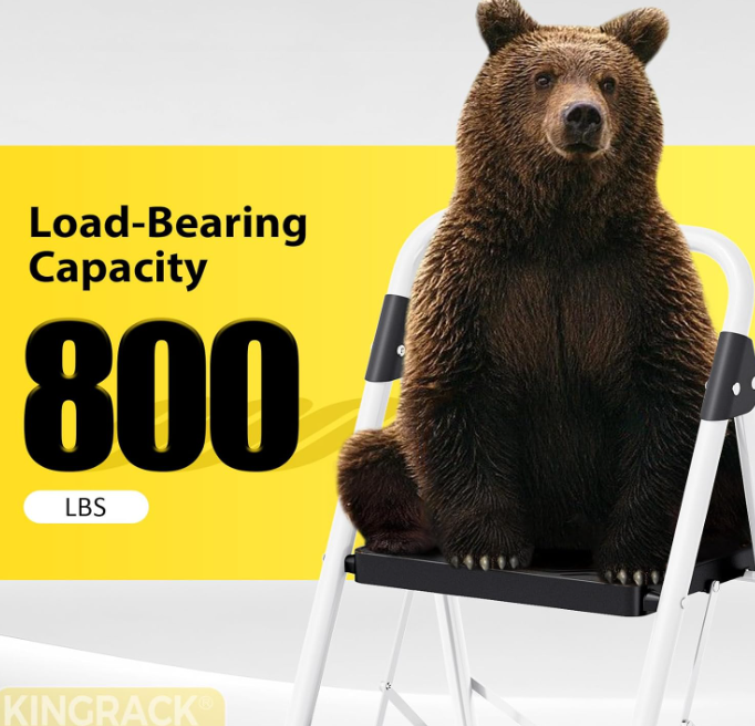 A952 KINGRACK 4 pakopų sulankstomos kopėčios su turėklu, 363 kg