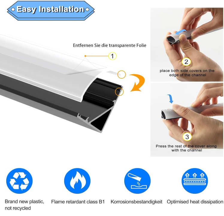 A955 VEANANO LED aliuminio profilis, juodas, V formos