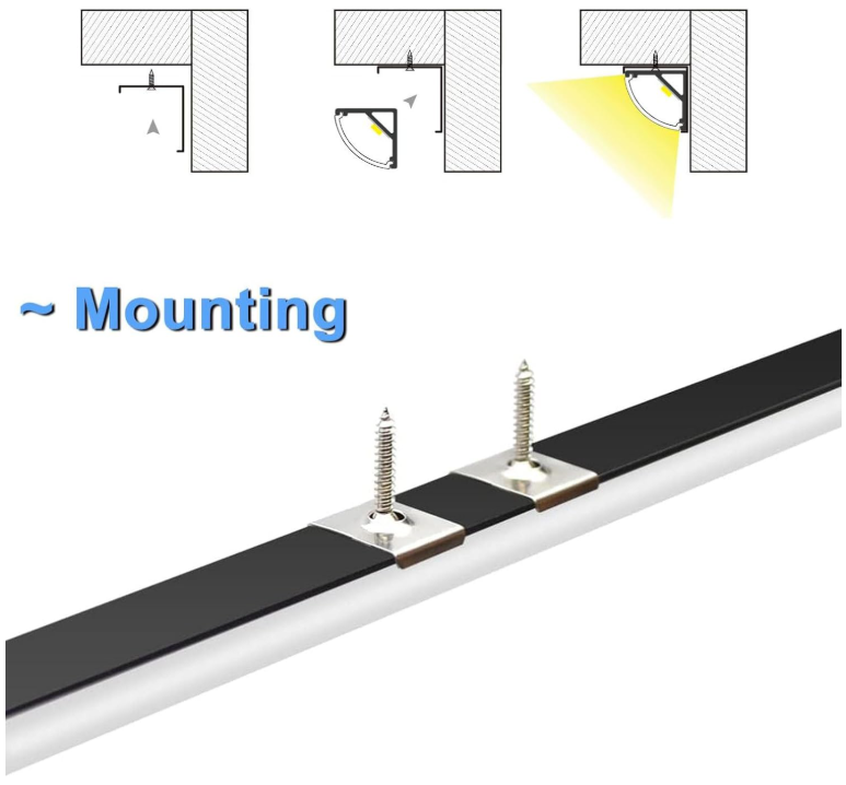 A955 VEANANO LED aliuminio profilis, juodas, V formos