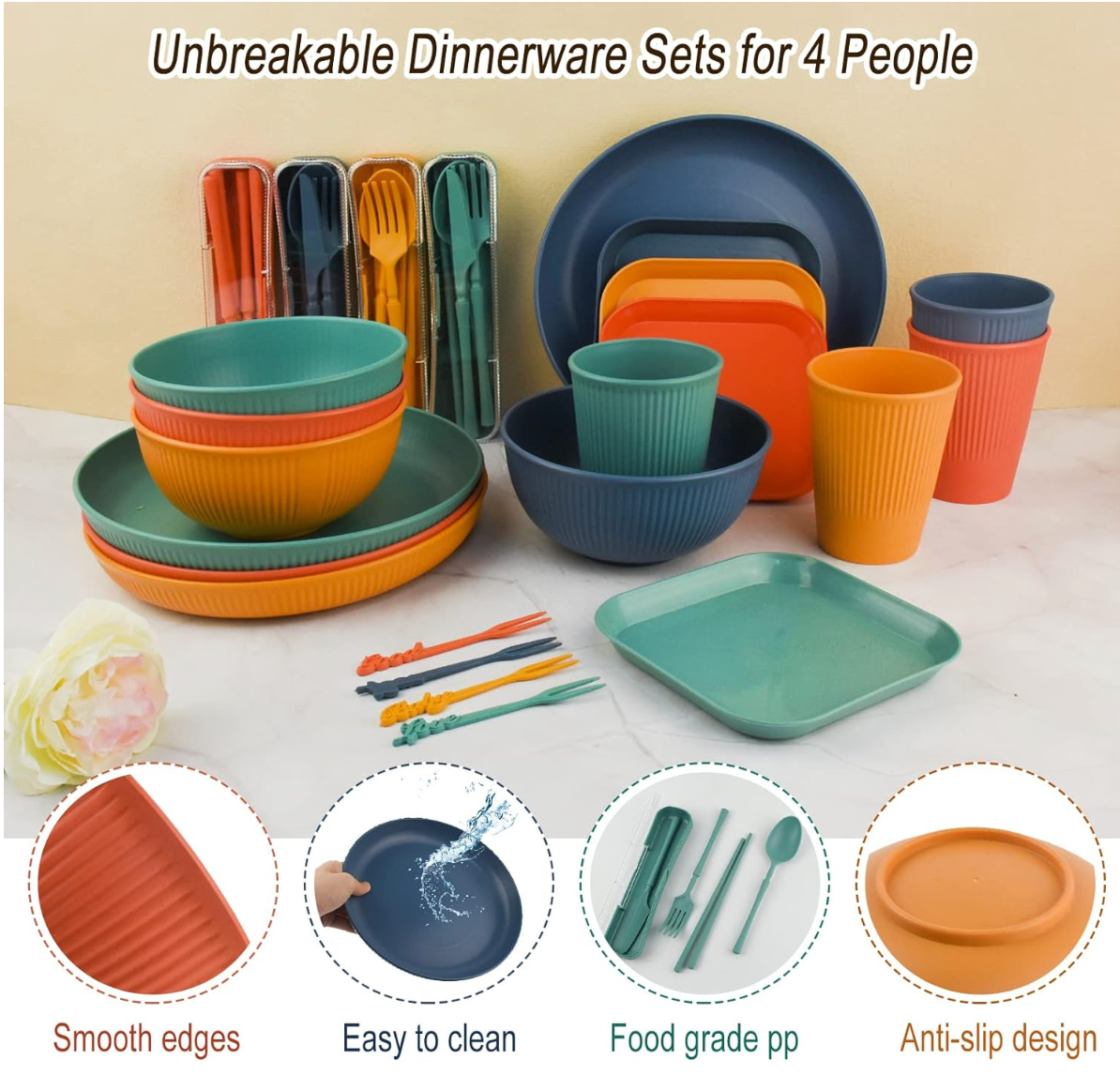 Practical and stylish tableware set for 4 people