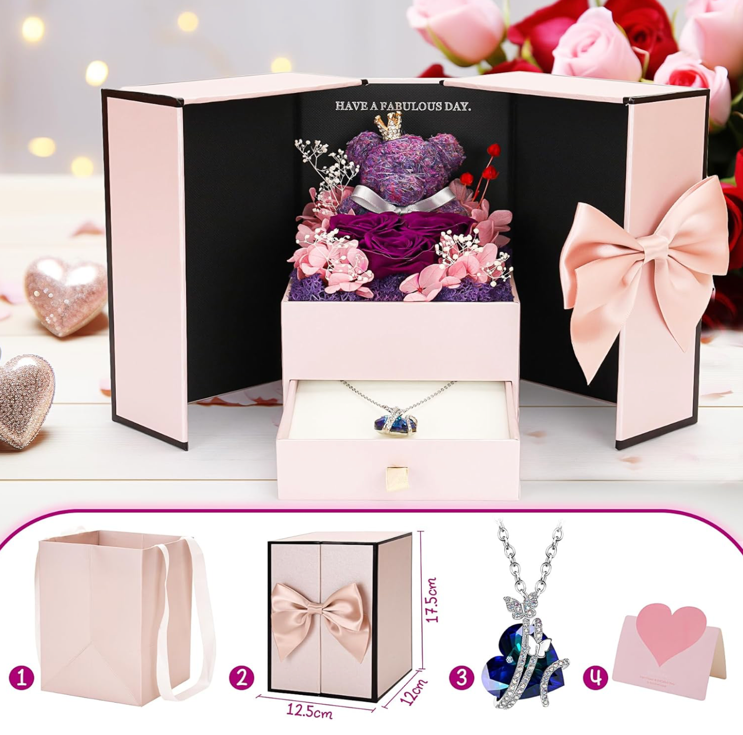 Gift box "Eternal Love: Teddy Bear and Rose"