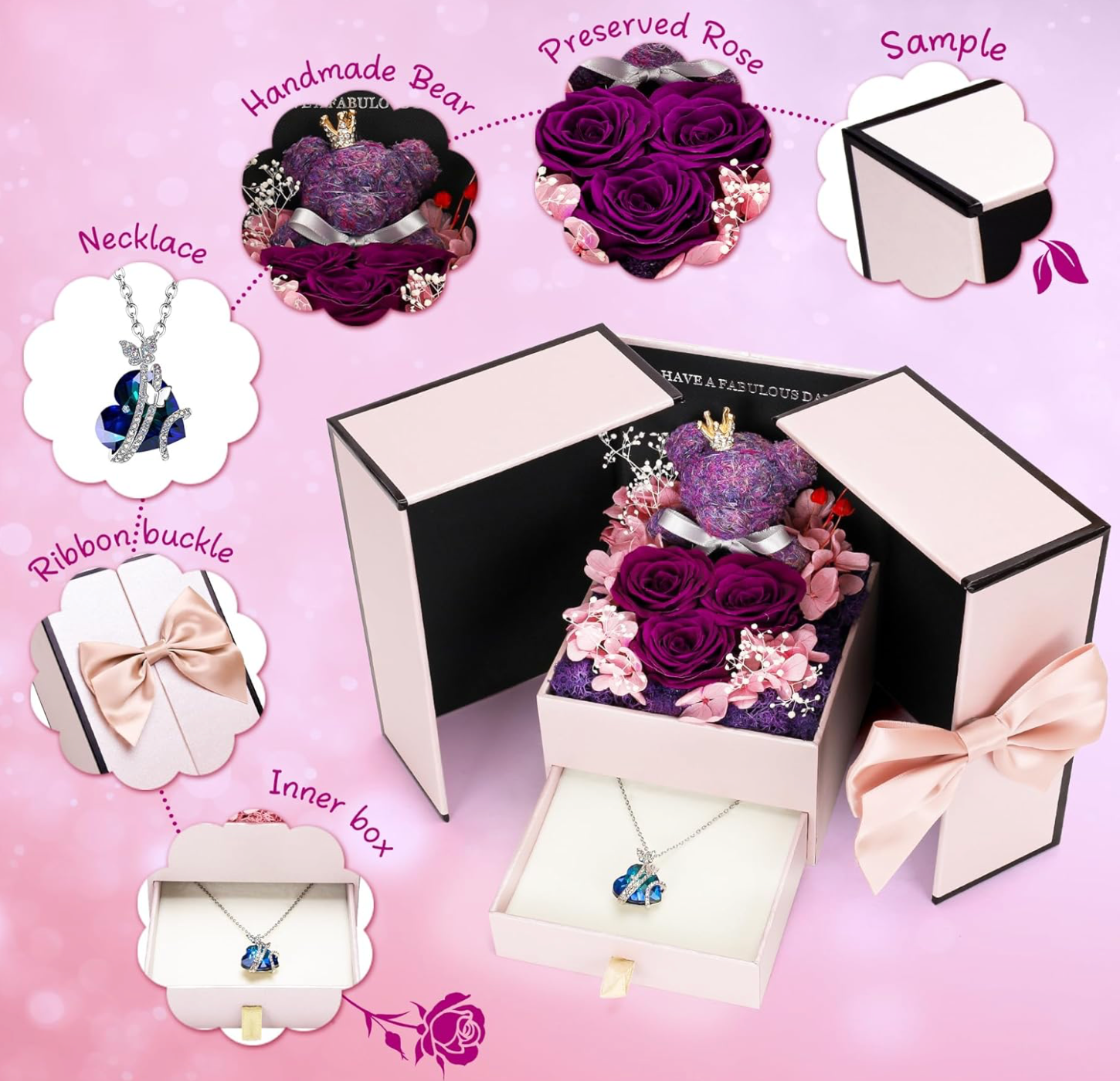 Gift box "Eternal Love: Teddy Bear and Rose"