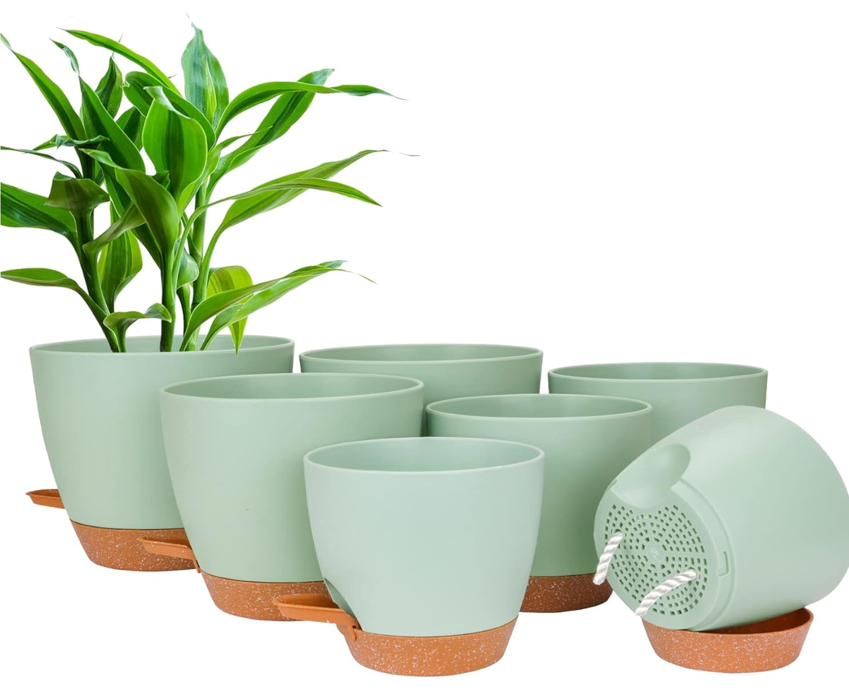 Greenish flowerpot set 7pcs