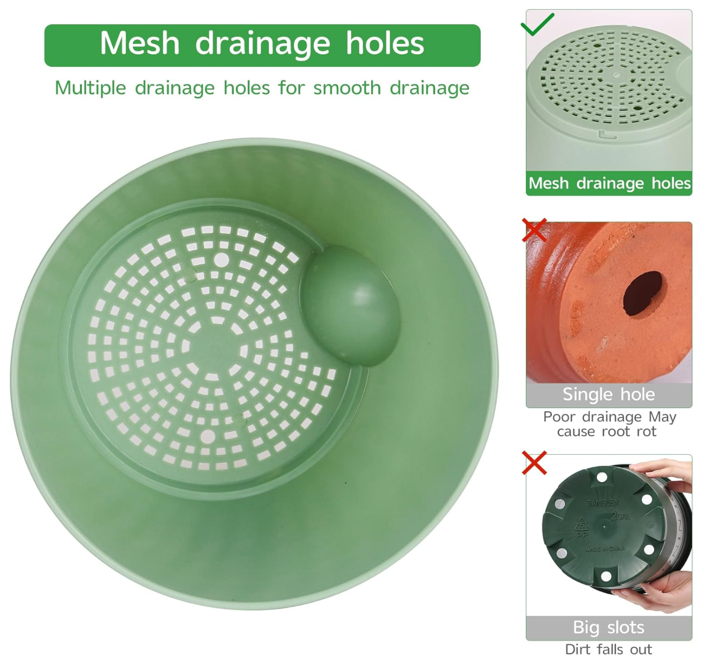 Greenish flowerpot set 7pcs