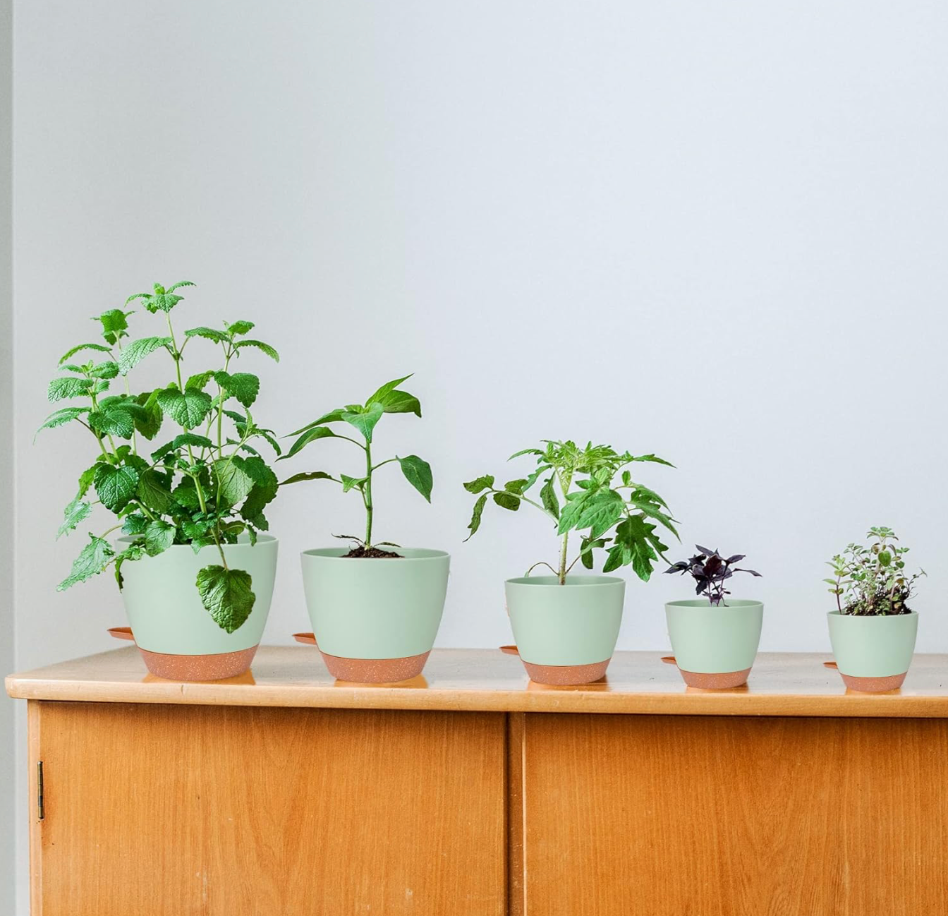 Greenish flowerpot set 7pcs