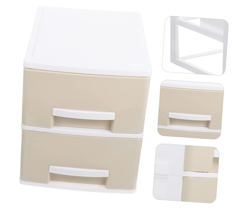 Plastikinė kreminė dėžutė su stalčiais