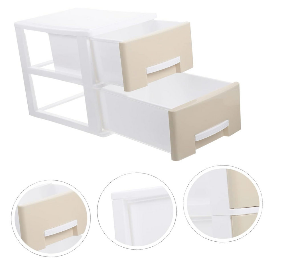 Plastikinė kreminė dėžutė su stalčiais