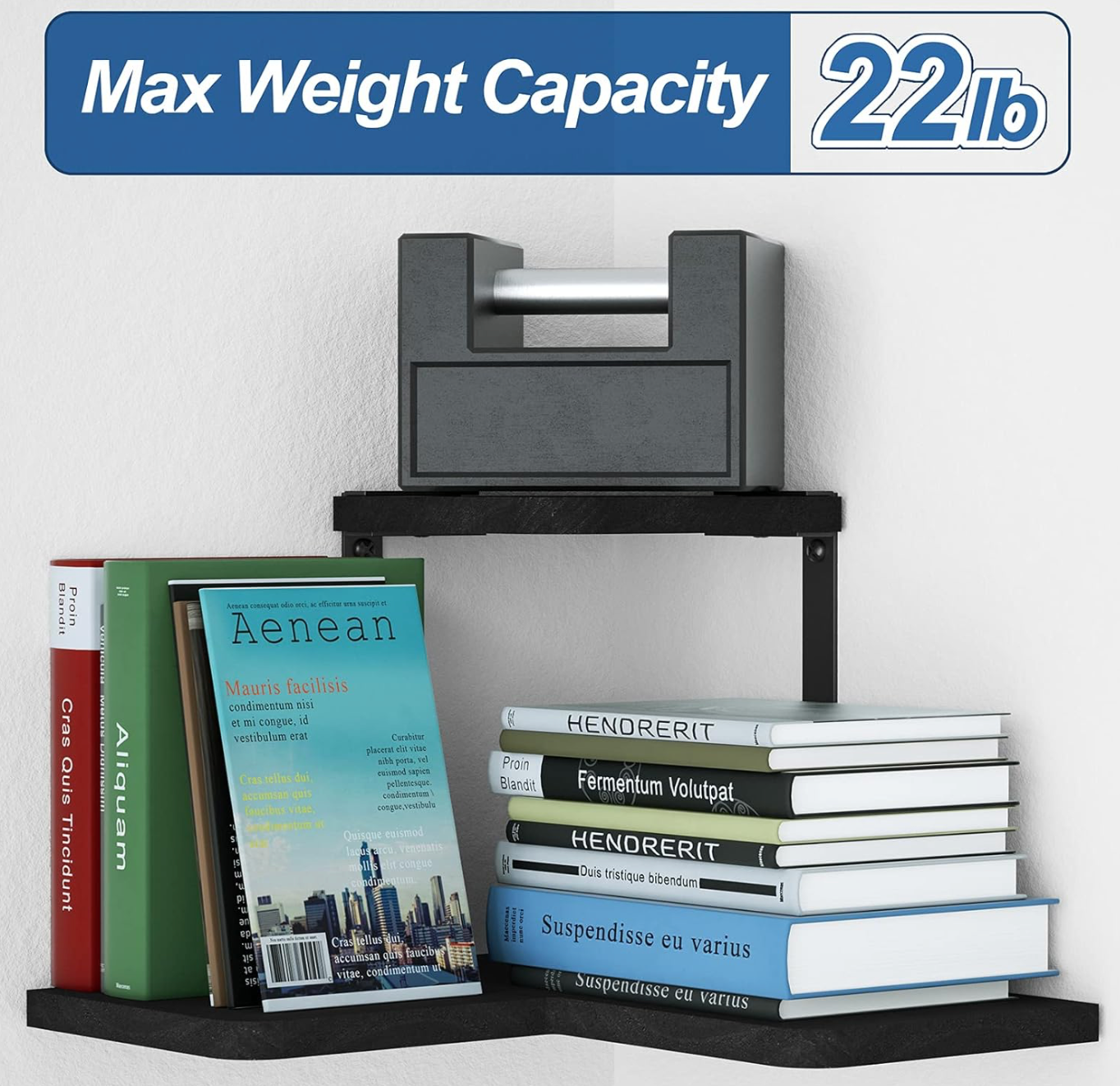 Pažeista prekė Juoda lentynėlė prie sienos