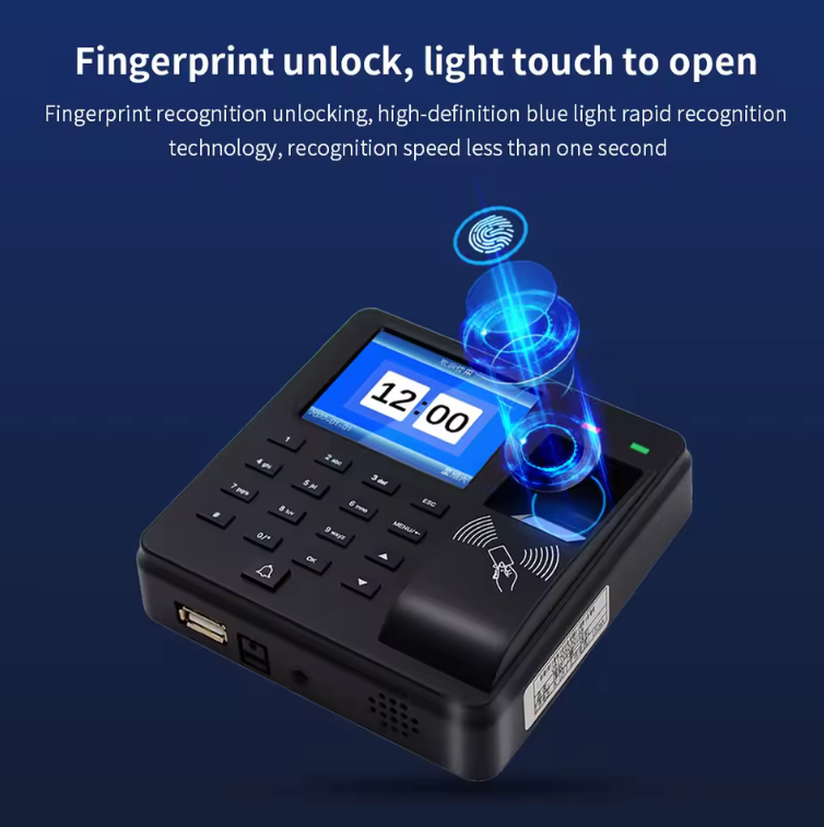 Pirštų atspaudų skaitytuvas ir USB jungtis