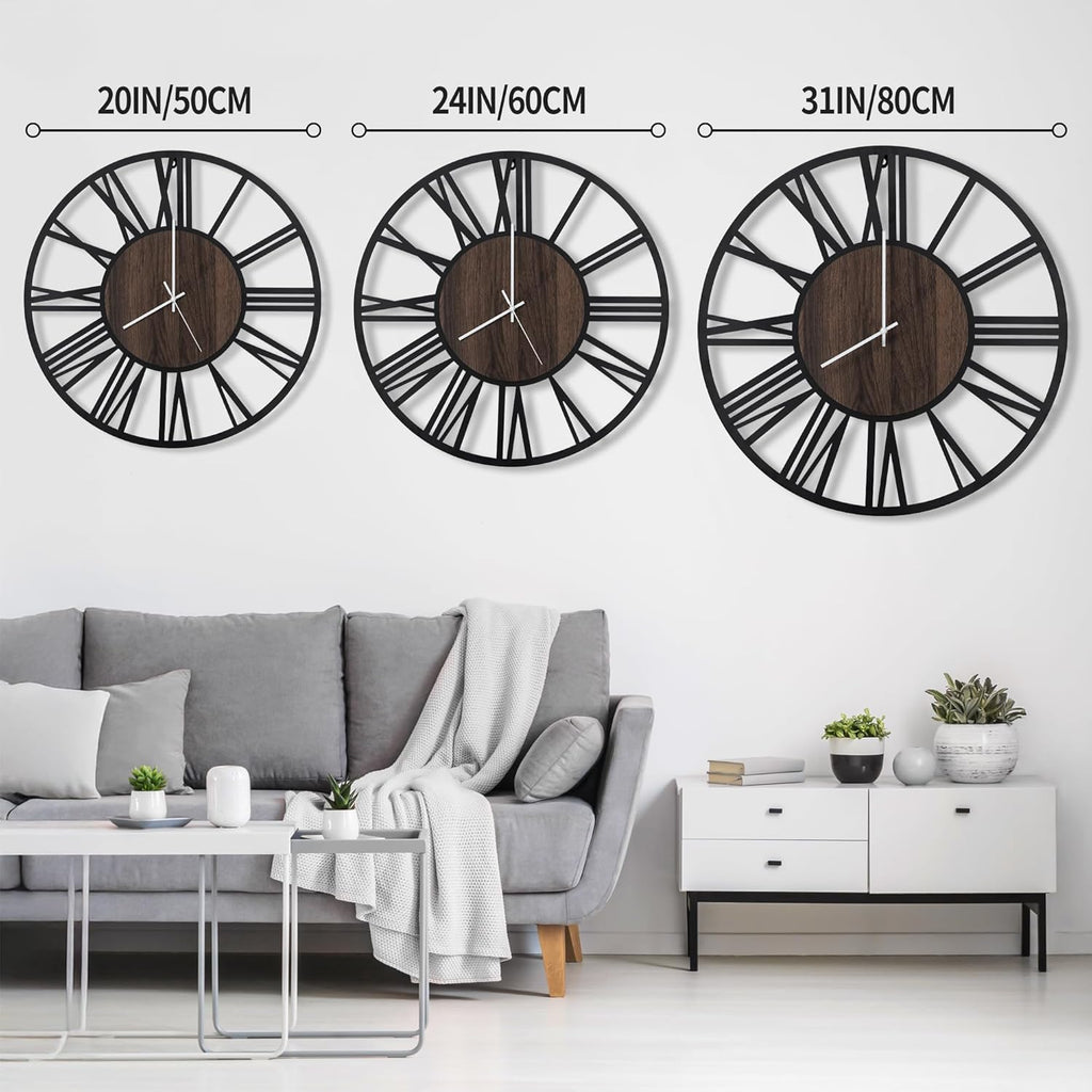 A966 Sieninis laikrodis su LED apšvietimu skersmuo 50 cm juodas Maxstar - PIGIUKAI
