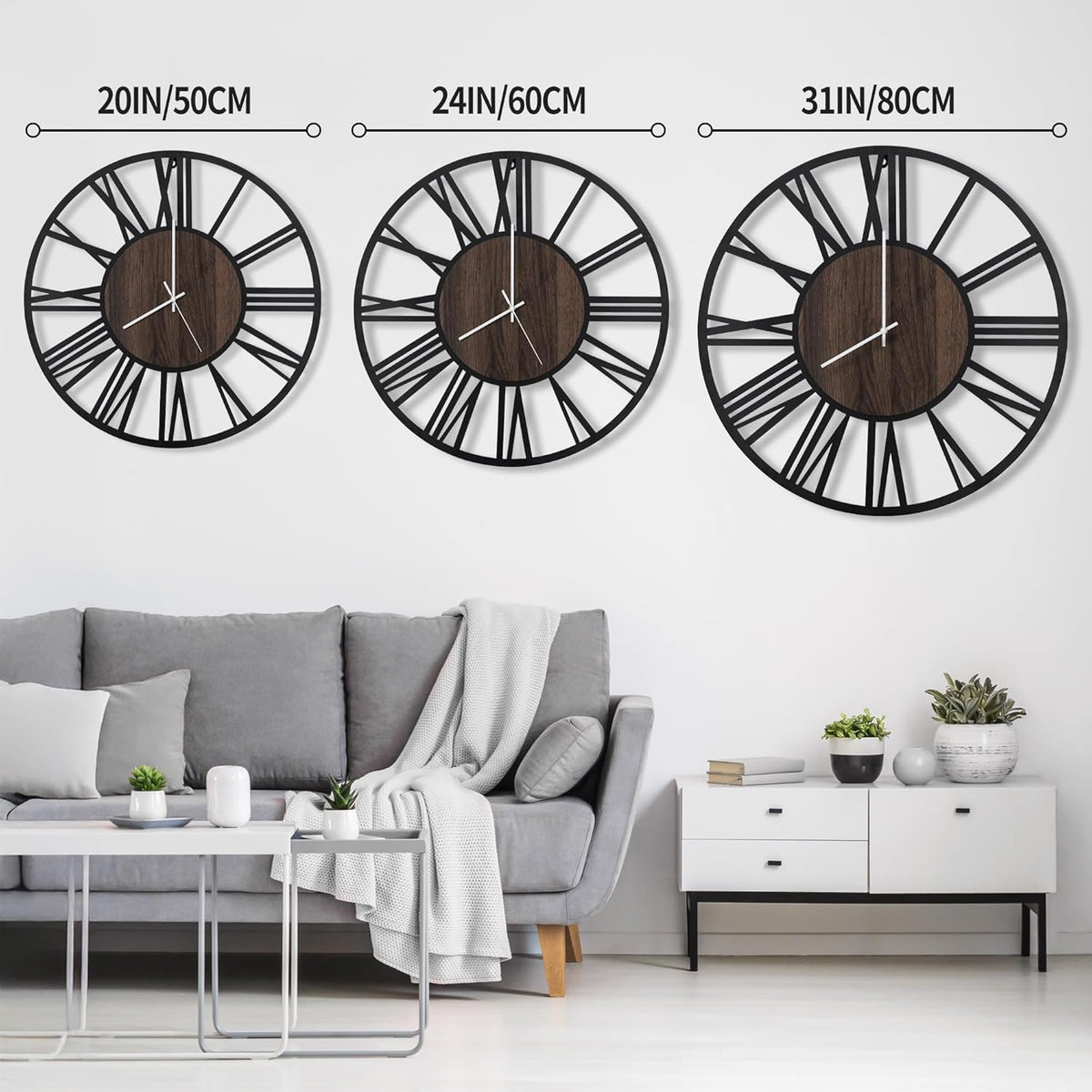 A966 Sieninis laikrodis su LED apšvietimu skersmuo 50 cm juodas Maxstar - PIGIUKAI